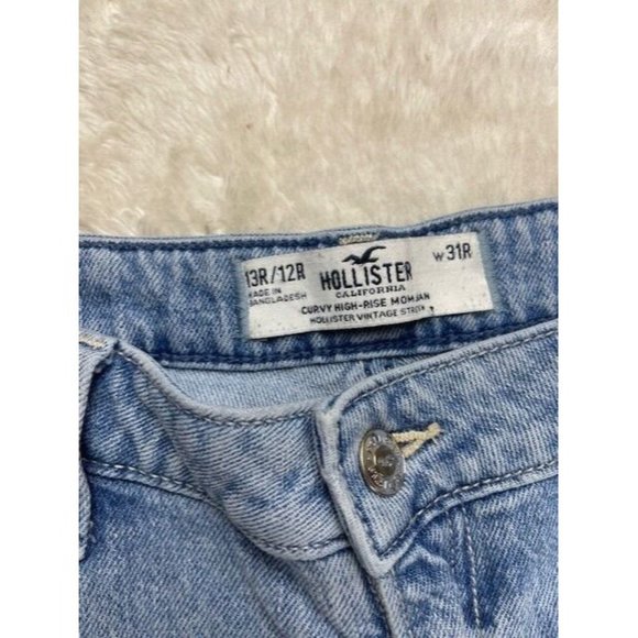 Hollister Size 31 Womens Ankle Jeans Curvy High Rise Mom Light Wash Stre… - Picture 2 of 3